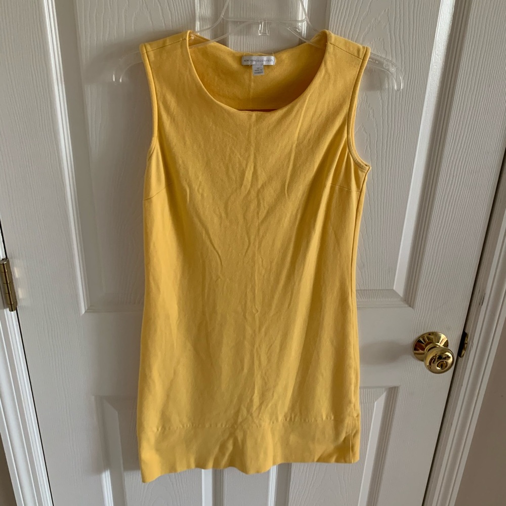 New York & Company Yellow Sleeveless Minidress